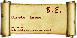 Bineter Emese névjegykártya